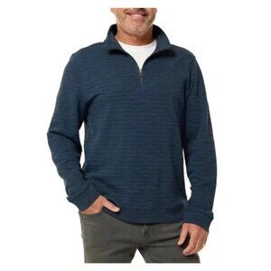 NEW Dockers Men's L Blue Quarter Zip Pullover Sweatshirt Cotton Blend N0368